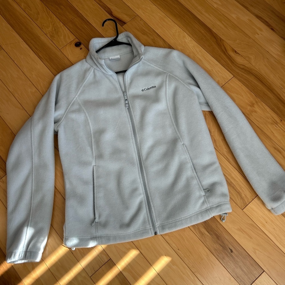 Columbia Light Grey Benton Springs Full Zip Fleece Jacket Size XL Granola Girl - Picture 3 of 9